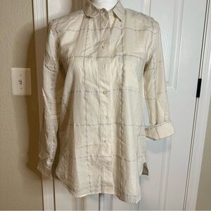 ANN TAYLOR LOFT The Softened Shirt Ivory Striped Long Sleeve Blouse * XS NWT